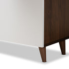 Baxton Studio Tobias Mid-Century Modern Two-Tone White and Walnut Brown Finished Wood Storage Computer Desk with Shelves