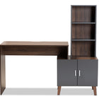 Baxton Studio Jaeger Modern and Contemporary Two-Tone Walnut Brown and Dark Grey Finished Wood Storage Desk with Shelves