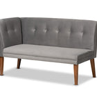 Baxton Studio Stewart Mid-Century Modern Grey Velvet Upholstered and Walnut Brown Finished Wood 2-Piece Dining Nook Banquette Set