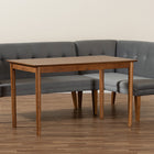 Baxton Studio Stewart Mid-Century Modern Grey Velvet Upholstered and Walnut Brown Finished Wood 3-Piece Dining Nook Set