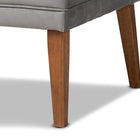 Baxton Studio Stewart Mid-Century Modern Grey Velvet Upholstered and Walnut Brown Finished Wood 3-Piece Dining Nook Set