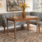 Baxton Studio Stewart Mid-Century Modern Grey Velvet Upholstered and Walnut Brown Finished Wood 3-Piece Dining Nook Set