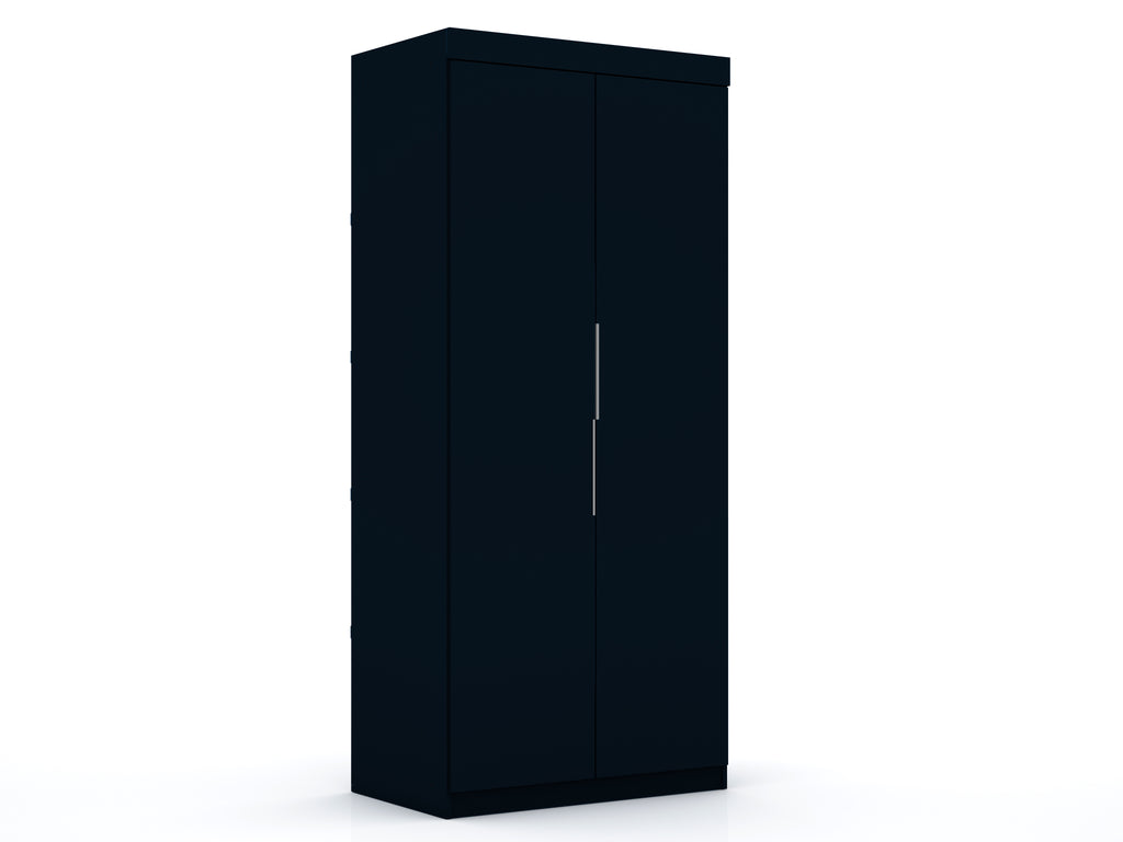 Manhattan Comfort Mulberry Contemporary Modern 2-Piece Wardrobe Closet in Midnight Blue