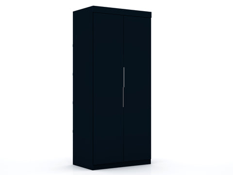 Manhattan Comfort Mulberry Contemporary Modern 2-Piece Wardrobe Closet in Midnight Blue