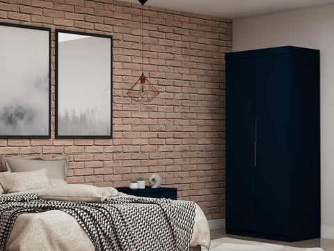 Manhattan Comfort Mulberry Contemporary Modern 2-Piece Wardrobe Closet in Midnight Blue