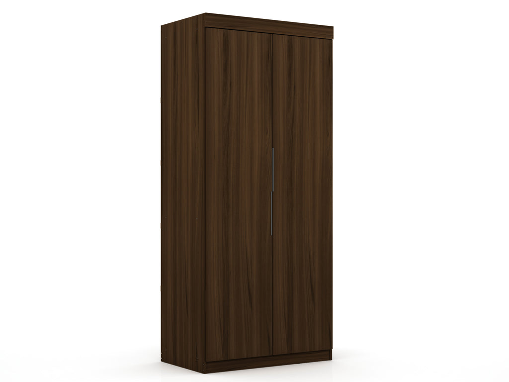 Manhattan Comfort Mulberry Contemporary Modern 2-Piece Wardrobe Closet in Chestnut Brown