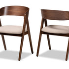 Baxton Studio Danton Mid-Century Modern Beige Fabric Upholstered and Walnut Brown Finished Wood 2-Piece Dining Chair Set