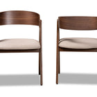 Baxton Studio Danton Mid-Century Modern Beige Fabric Upholstered and Walnut Brown Finished Wood 2-Piece Dining Chair Set