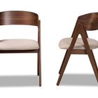 Baxton Studio Danton Mid-Century Modern Beige Fabric Upholstered and Walnut Brown Finished Wood 2-Piece Dining Chair Set