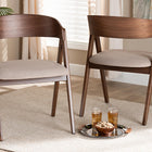 Baxton Studio Danton Mid-Century Modern Beige Fabric Upholstered and Walnut Brown Finished Wood 2-Piece Dining Chair Set