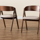 Baxton Studio Danton Mid-Century Modern Beige Fabric Upholstered and Walnut Brown Finished Wood 2-Piece Dining Chair Set