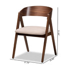 Baxton Studio Danton Mid-Century Modern Beige Fabric Upholstered and Walnut Brown Finished Wood 2-Piece Dining Chair Set