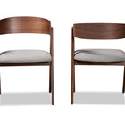 Baxton Studio Danton Mid-Century Modern Grey Fabric Upholstered and Walnut Brown Finished Wood 2-Piece Dining Chair Set