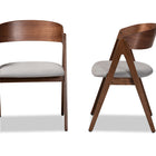 Baxton Studio Danton Mid-Century Modern Grey Fabric Upholstered and Walnut Brown Finished Wood 2-Piece Dining Chair Set