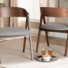 Baxton Studio Danton Mid-Century Modern Grey Fabric Upholstered and Walnut Brown Finished Wood 2-Piece Dining Chair Set