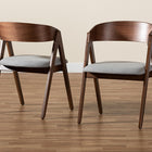 Baxton Studio Danton Mid-Century Modern Grey Fabric Upholstered and Walnut Brown Finished Wood 2-Piece Dining Chair Set