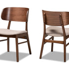 Baxton Studio Alston Mid-Century Modern Beige Fabric Upholstered and Walnut Brown Finished Wood 2-Piece Dining Chair Set