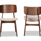 Baxton Studio Alston Mid-Century Modern Beige Fabric Upholstered and Walnut Brown Finished Wood 2-Piece Dining Chair Set