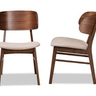Baxton Studio Alston Mid-Century Modern Beige Fabric Upholstered and Walnut Brown Finished Wood 2-Piece Dining Chair Set