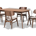 Baxton Studio Alston Mid-Century Modern Beige Fabric Upholstered and Walnut Brown Finished Wood 5-Piece Dining Set