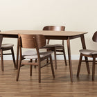 Baxton Studio Alston Mid-Century Modern Beige Fabric Upholstered and Walnut Brown Finished Wood 5-Piece Dining Set