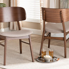 Baxton Studio Alston Mid-Century Modern Beige Fabric Upholstered and Walnut Brown Finished Wood 2-Piece Dining Chair Set