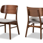 Baxton Studio Alston Mid-Century Modern Grey Fabric Upholstered and Walnut Brown Finished Wood 2-Piece Dining Chair Set