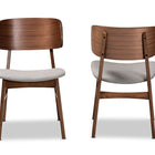Baxton Studio Alston Mid-Century Modern Grey Fabric Upholstered and Walnut Brown Finished Wood 2-Piece Dining Chair Set