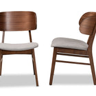 Baxton Studio Alston Mid-Century Modern Grey Fabric Upholstered and Walnut Brown Finished Wood 2-Piece Dining Chair Set