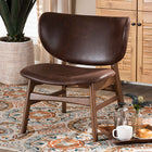 Baxton Studio Marcos Mid-Century Modern Dark Brown Faux Leather Effect and Walnut Brown Finished Wood Living Room Accent Chair