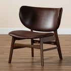 Baxton Studio Marcos Mid-Century Modern Dark Brown Faux Leather Effect and Walnut Brown Finished Wood Living Room Accent Chair