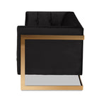 Baxton Studio Ambra Glam and Luxe Black Velvet Upholstered and Button Tufted Sofa with Gold-Tone Frame