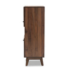 Baxton Studio Hartman Mid-Century Modern Walnut Brown Finished Wood Storage Cabinet