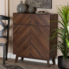 Baxton Studio Hartman Mid-Century Modern Walnut Brown Finished Wood Shoe Cabinet