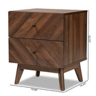 Baxton Studio Hartman Mid-Century Modern Walnut Brown Finished Wood 2-Drawer Nightstand
