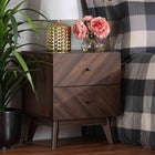Baxton Studio Hartman Mid-Century Modern Walnut Brown Finished Wood 2-Drawer Nightstand
