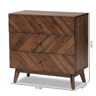 Baxton Studio Hartman Mid-Century Modern Walnut Brown Finished Wood 3-Drawer Storage Chest