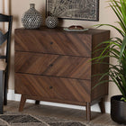 Baxton Studio Hartman Mid-Century Modern Walnut Brown Finished Wood 3-Drawer Storage Chest
