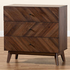 Baxton Studio Hartman Mid-Century Modern Walnut Brown Finished Wood 3-Drawer Storage Chest