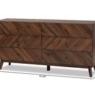 Baxton Studio Hartman Mid-Century Modern Walnut Brown Finished Wood 6-Drawer Dresser