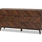 Baxton Studio Hartman Mid-Century Modern Walnut Brown Finished Wood 6-Drawer Dresser