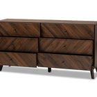 Baxton Studio Hartman Mid-Century Modern Walnut Brown Finished Wood 6-Drawer Dresser