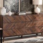Baxton Studio Hartman Mid-Century Modern Walnut Brown Finished Wood 6-Drawer Dresser