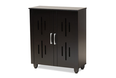Baxton Studio Renley Modern and Contemporary Black Finished Wood 2-Door Shoe Storage Cabinet