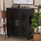 Baxton Studio Renley Modern and Contemporary Black Finished Wood 2-Door Shoe Storage Cabinet