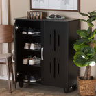 Baxton Studio Renley Modern and Contemporary Black Finished Wood 2-Door Shoe Storage Cabinet