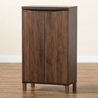 Baxton Studio Talon Modern and Contemporary Two-Tone Walnut Brown and Dark Grey Finished Wood 2-Door Shoe Storage Cabinet