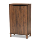 Baxton Studio Talon Modern and Contemporary Two-Tone Walnut Brown and Dark Grey Finished Wood 2-Door Shoe Storage Cabinet