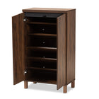 Baxton Studio Talon Modern and Contemporary Two-Tone Walnut Brown and Dark Grey Finished Wood 2-Door Shoe Storage Cabinet