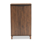 Baxton Studio Talon Modern and Contemporary Two-Tone Walnut Brown and Dark Grey Finished Wood 2-Door Shoe Storage Cabinet
